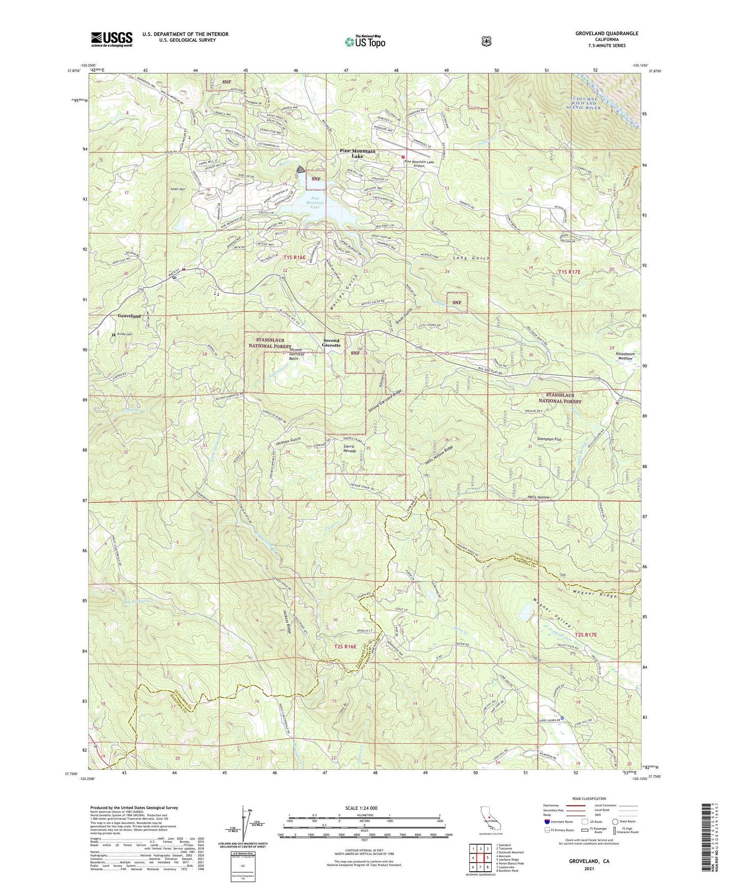Groveland California US Topo Map Image