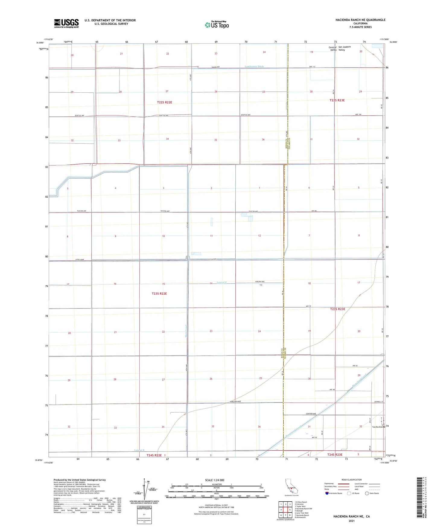 Hacienda Ranch NE California US Topo Map Image