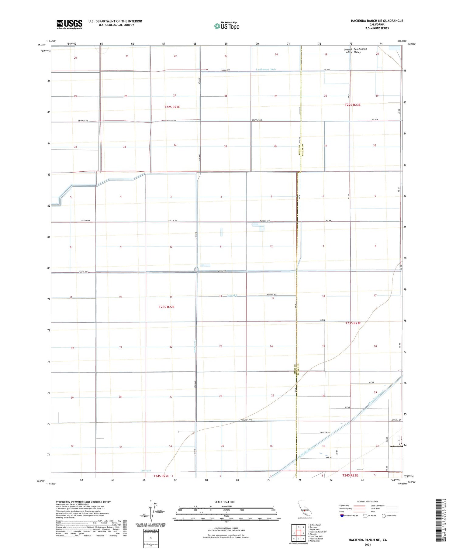 Hacienda Ranch NE California US Topo Map Image