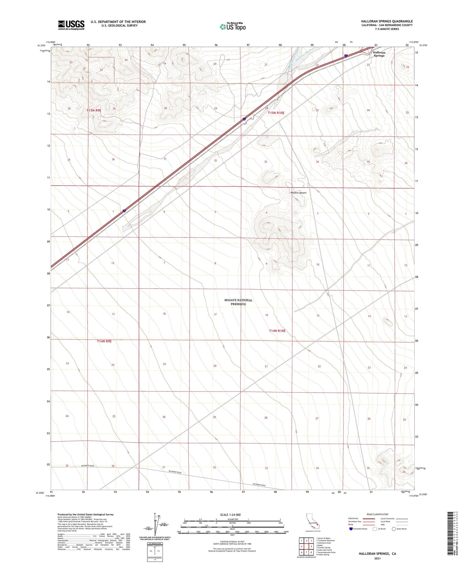 Halloran Springs California US Topo Map Image