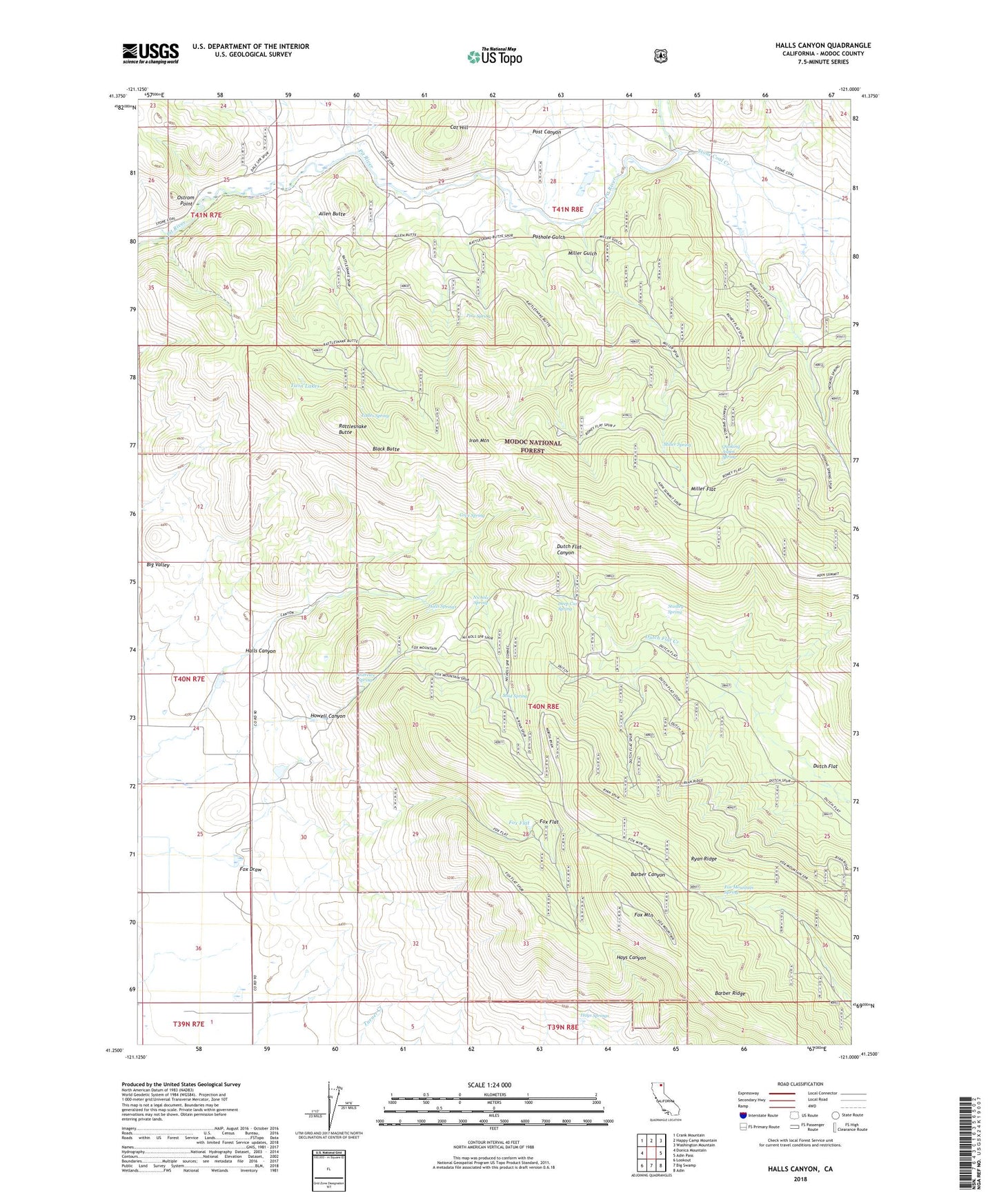 Halls Canyon California US Topo Map Image