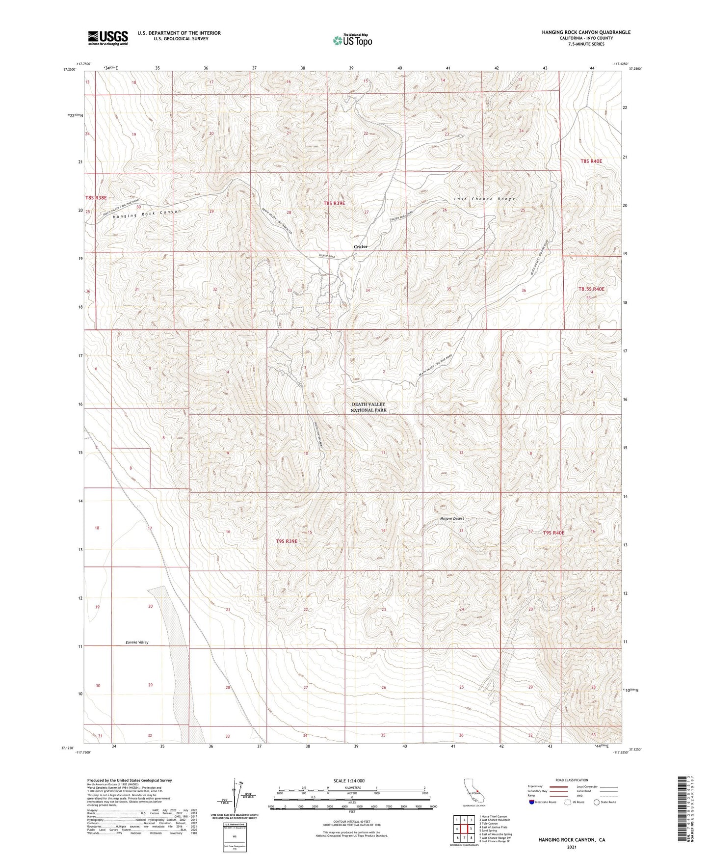 Hanging Rock Canyon California US Topo Map Image