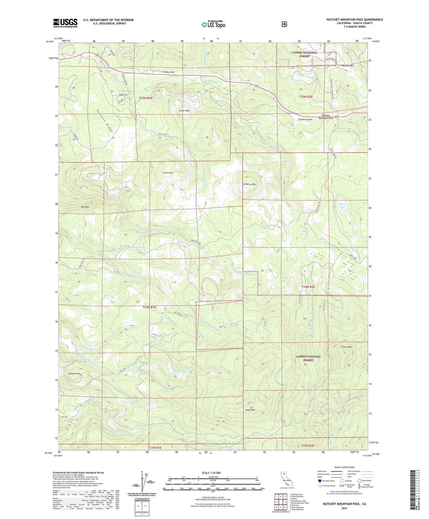 Hatchet Mountain Pass California US Topo Map Image