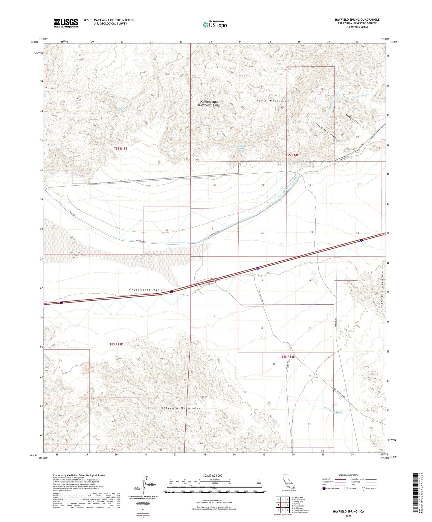 Hayfield Spring California US Topo Map Image