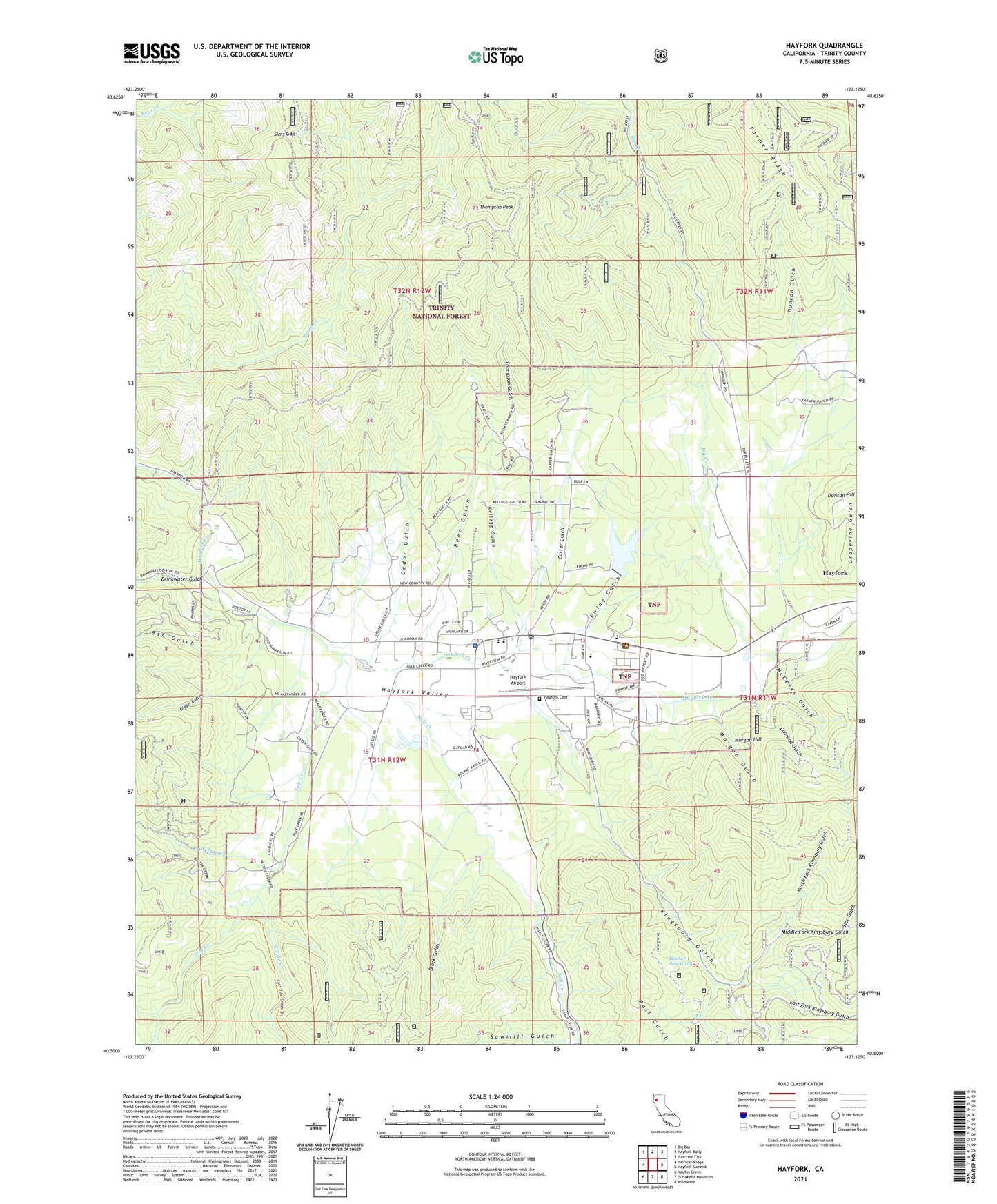 Hayfork California US Topo Map Image