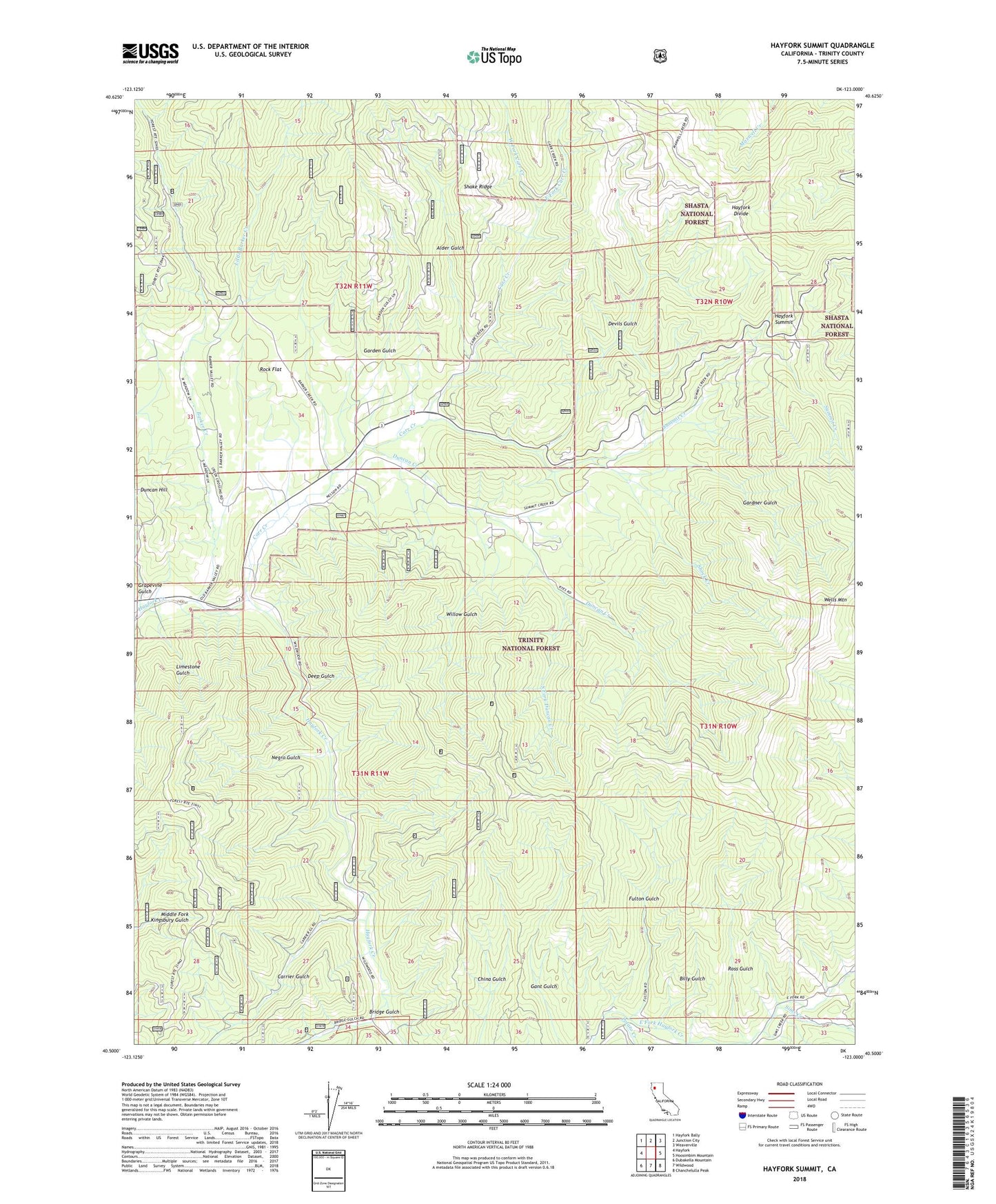 Hayfork Summit California US Topo Map Image
