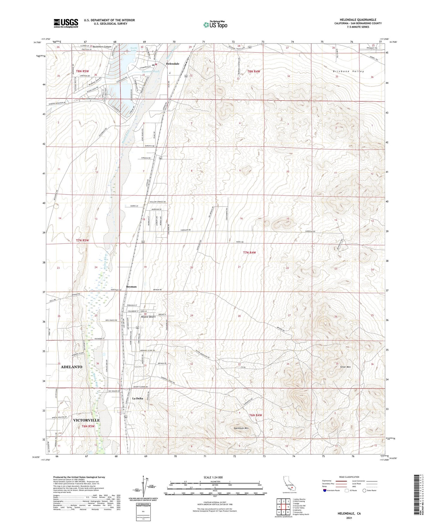 Helendale California US Topo Map Image