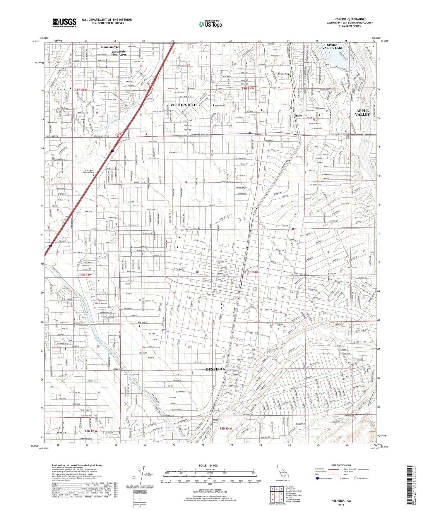 Hesperia California US Topo Map Image