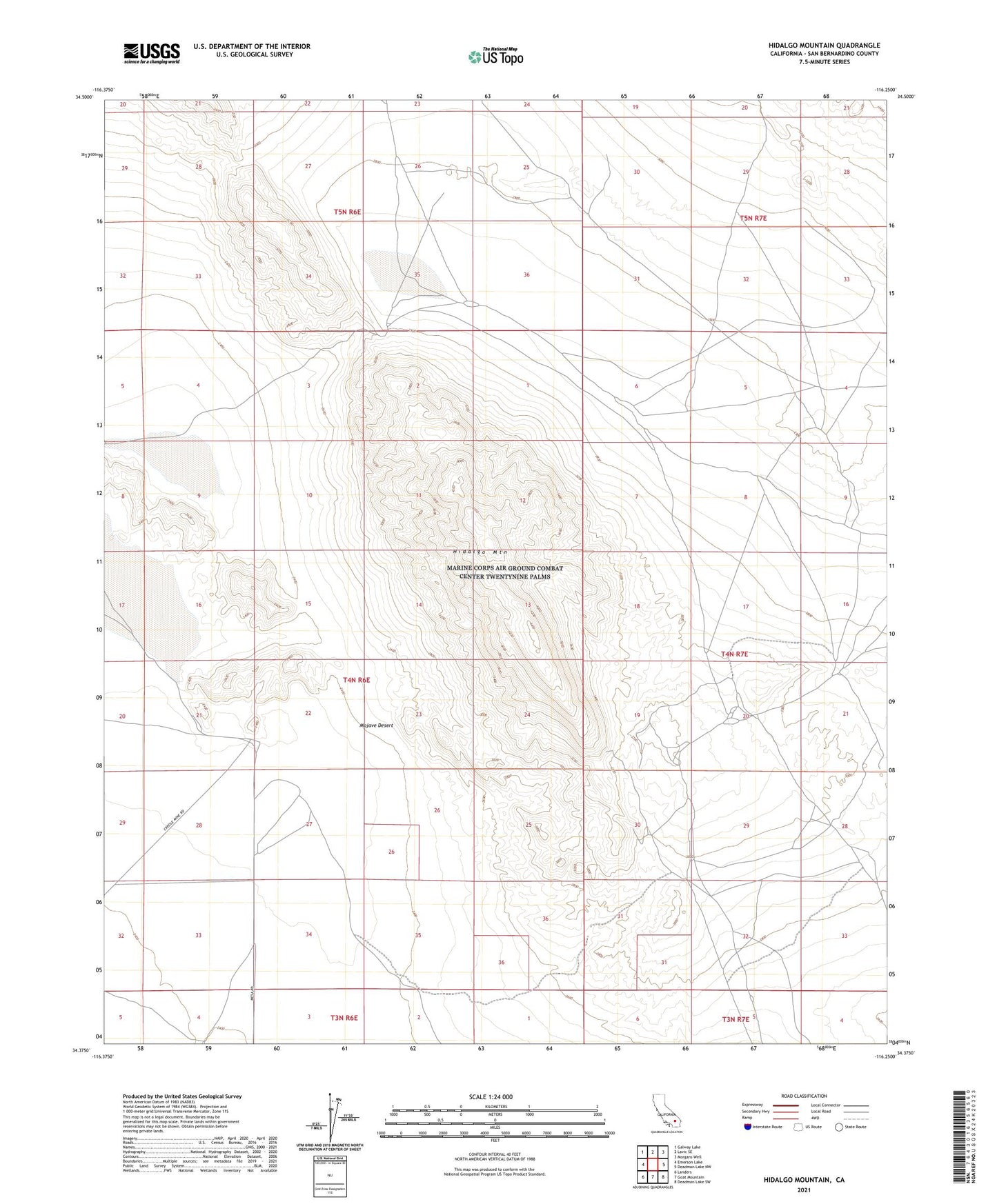 Hidalgo Mountain California US Topo Map Image