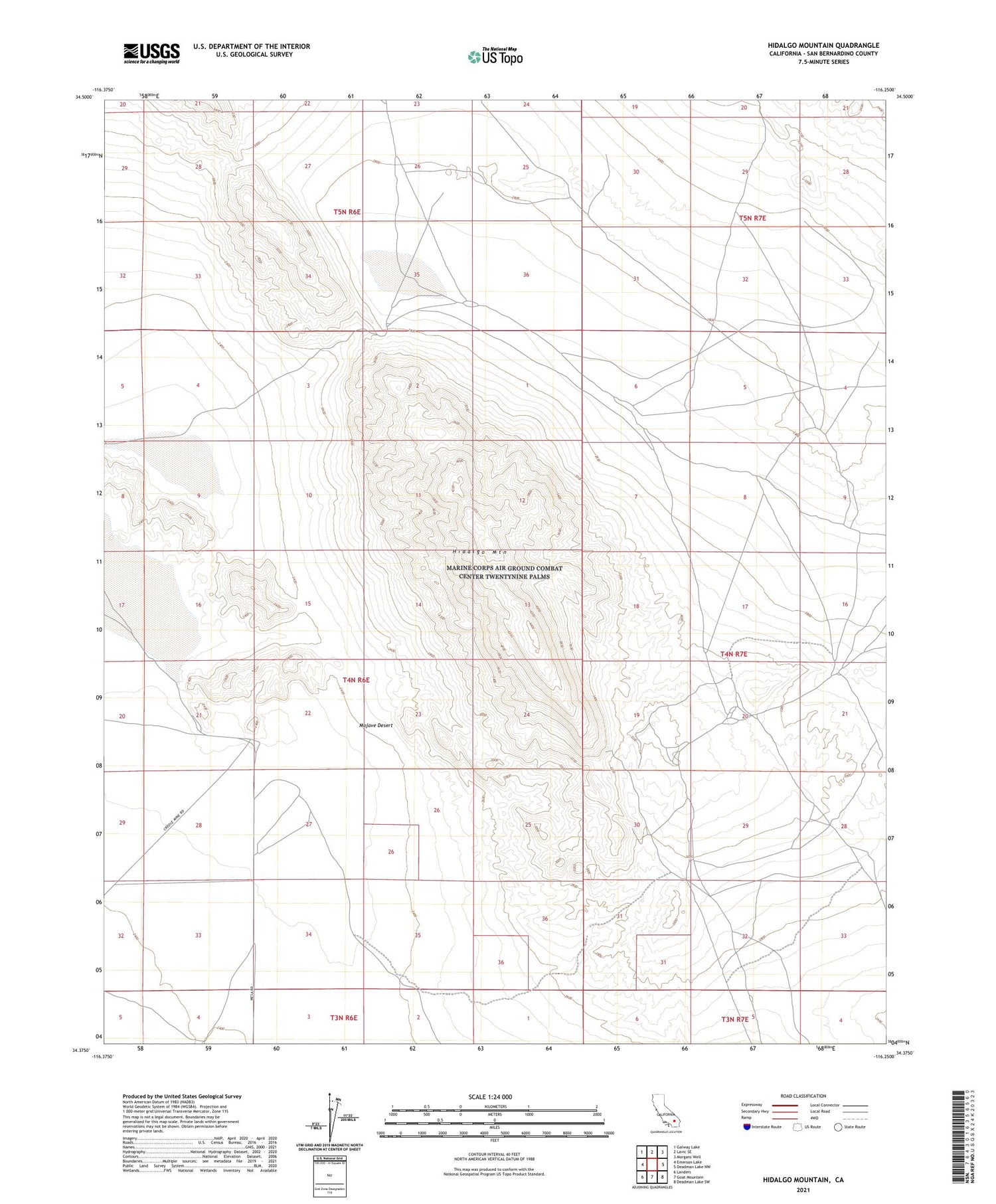 Hidalgo Mountain California US Topo Map Image