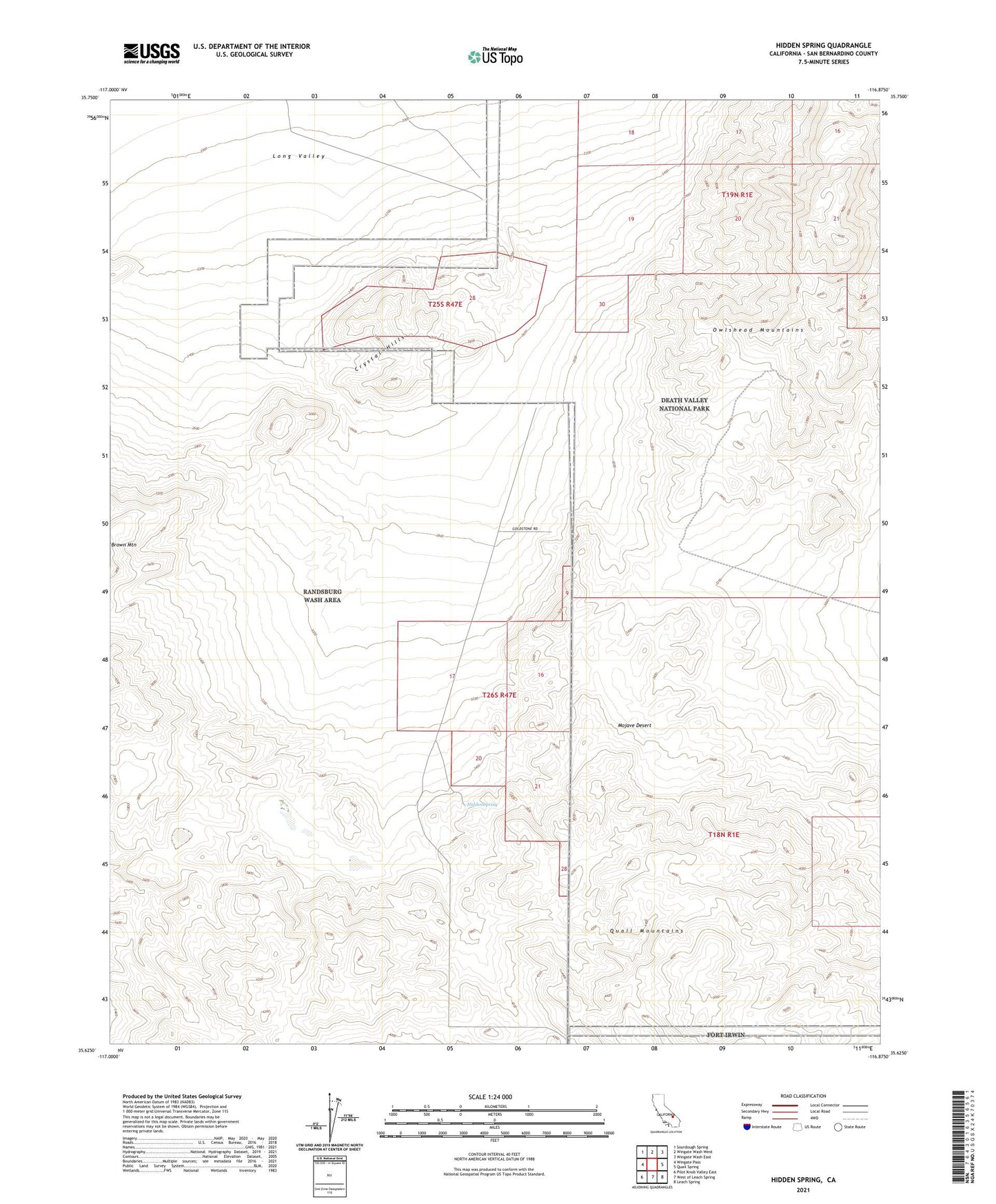 Hidden Spring California US Topo Map Image