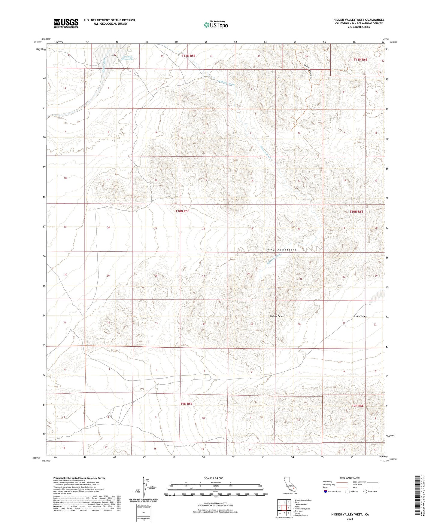 Hidden Valley West California US Topo Map Image