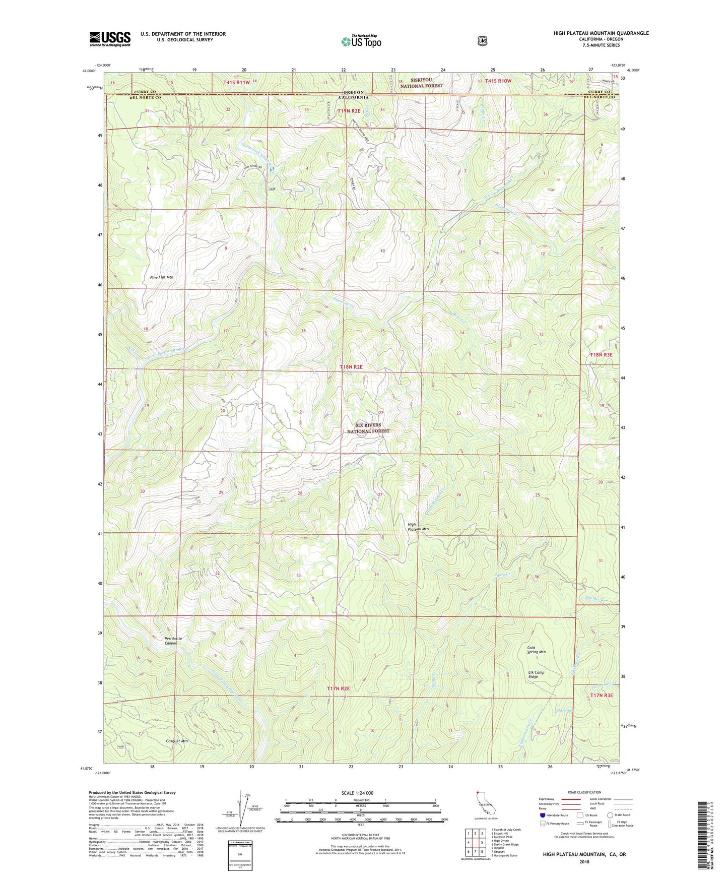 High Plateau Mountain California US Topo Map Image