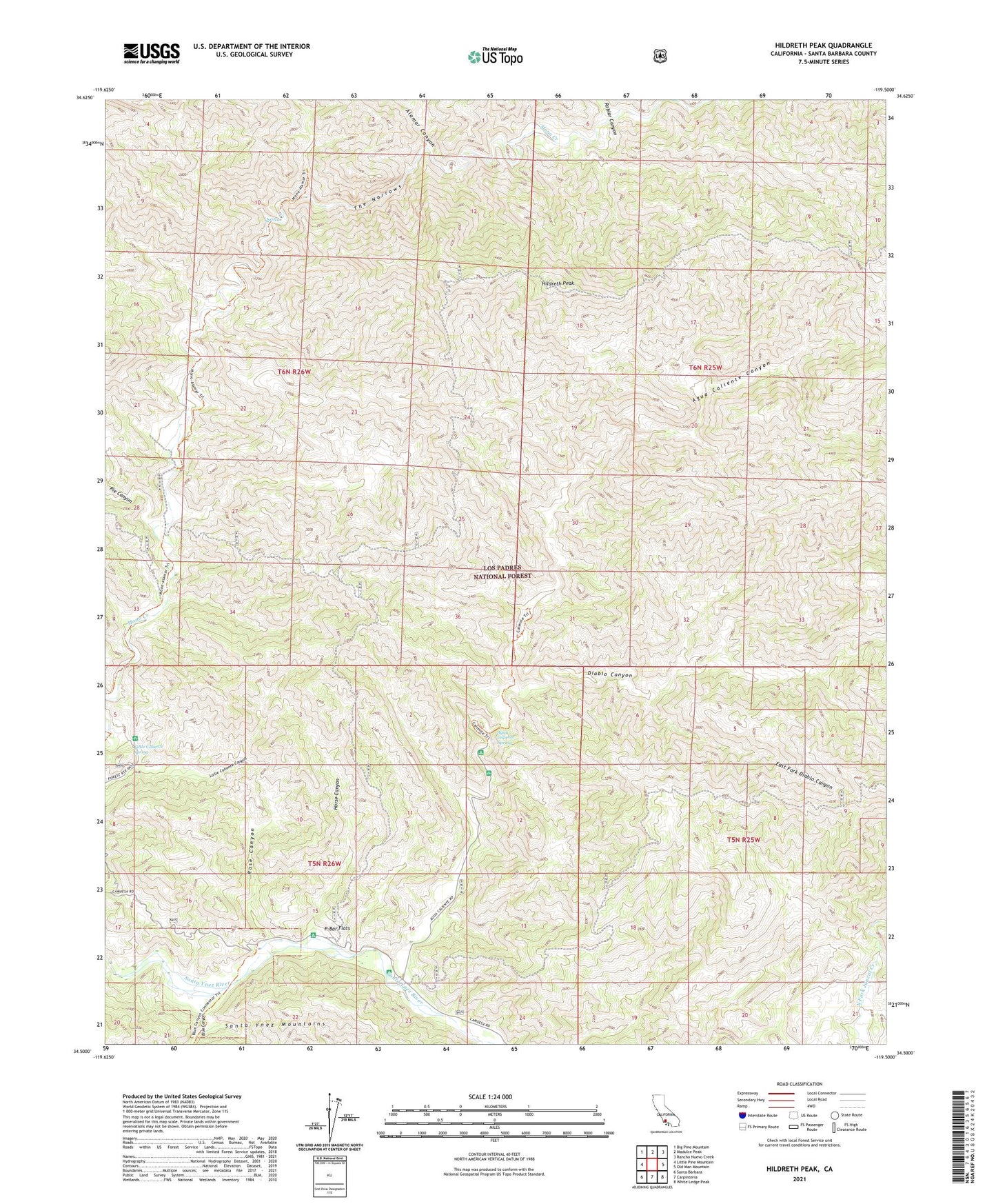 Hildreth Peak California US Topo Map Image