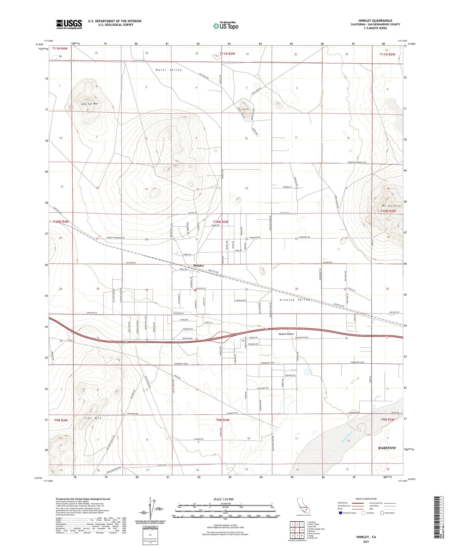 Hinkley California US Topo Map Image