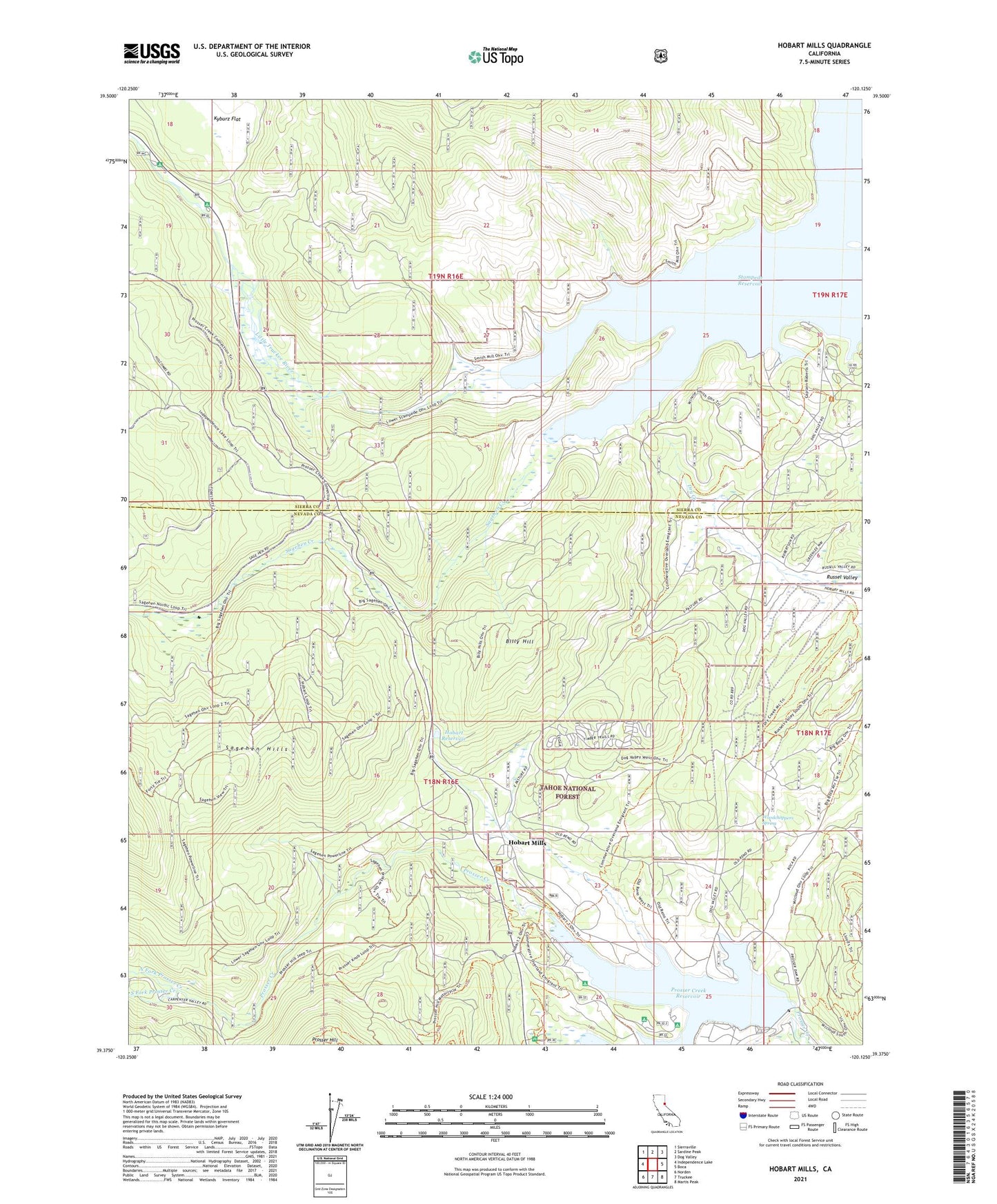 Hobart Mills California US Topo Map Image