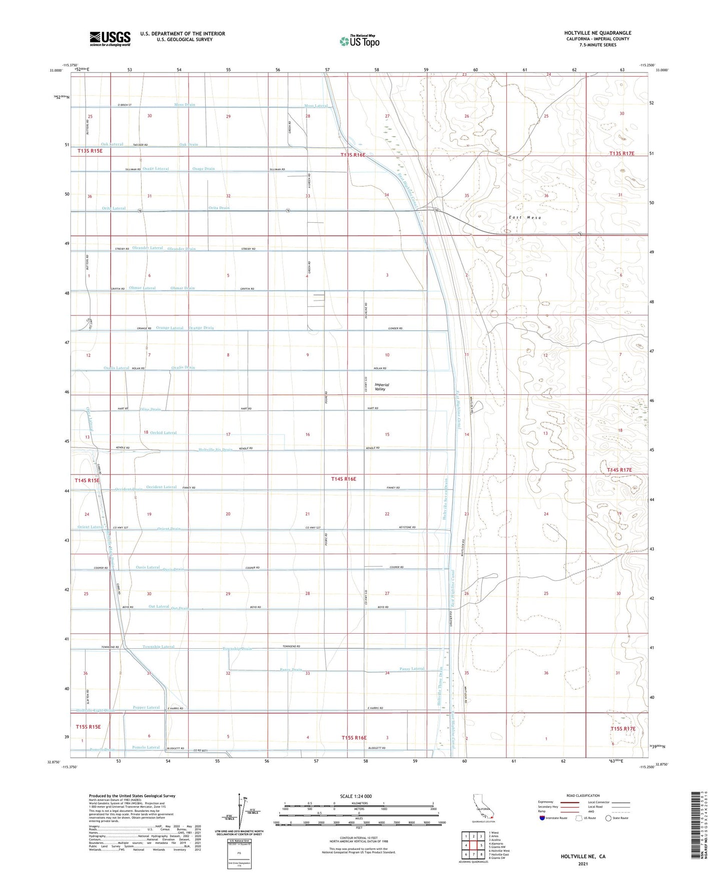Holtville NE California US Topo Map Image