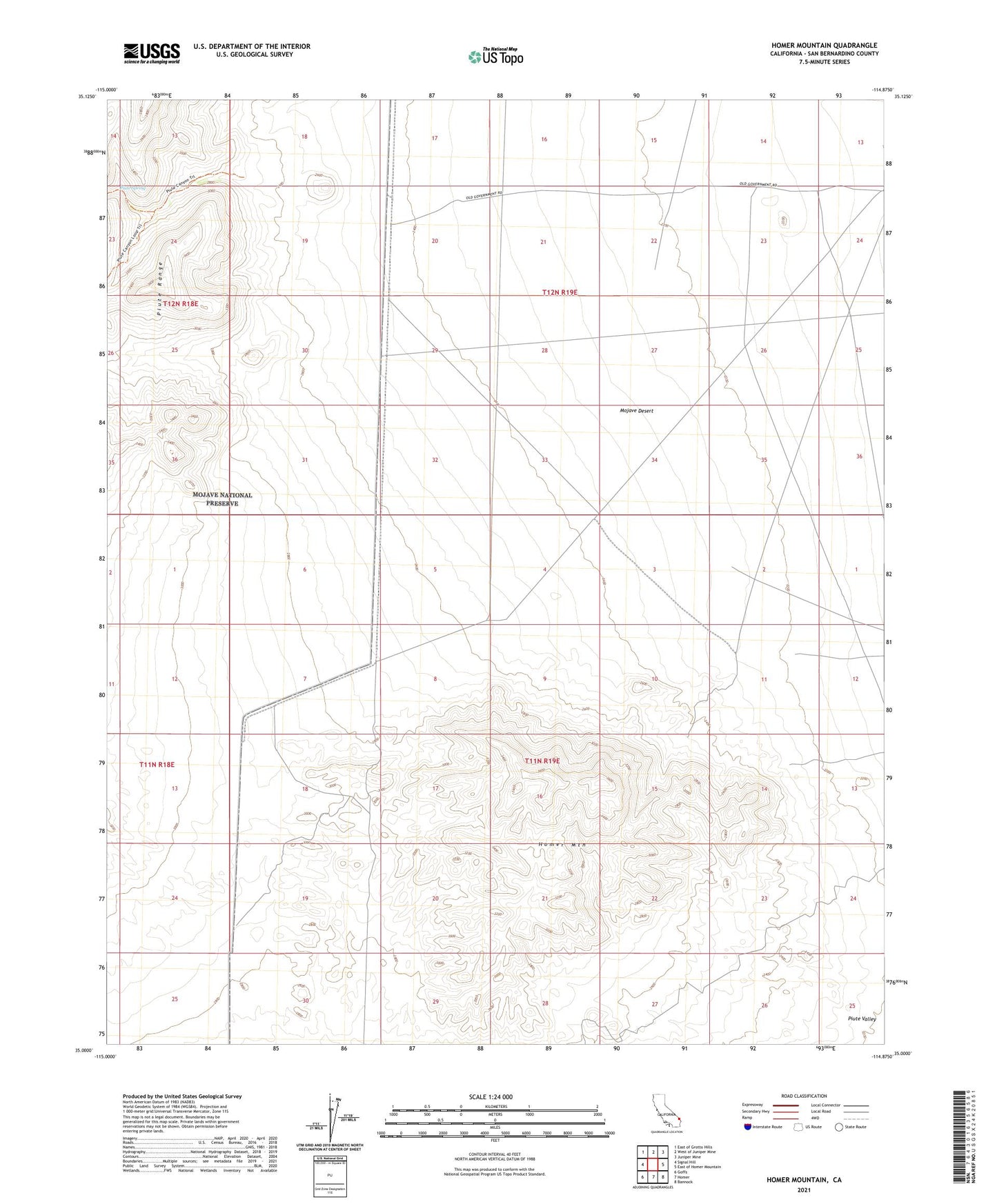 Homer Mountain California US Topo Map Image
