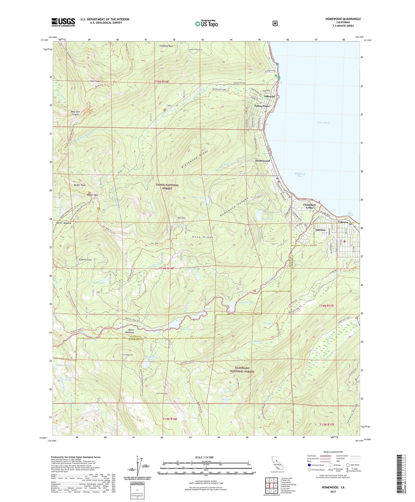 Homewood California US Topo Map Image