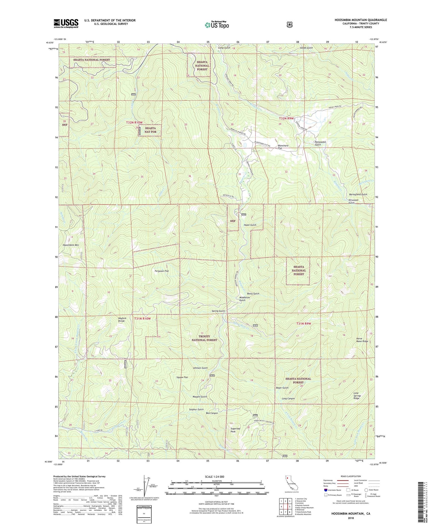 Hoosimbim Mountain California US Topo Map Image