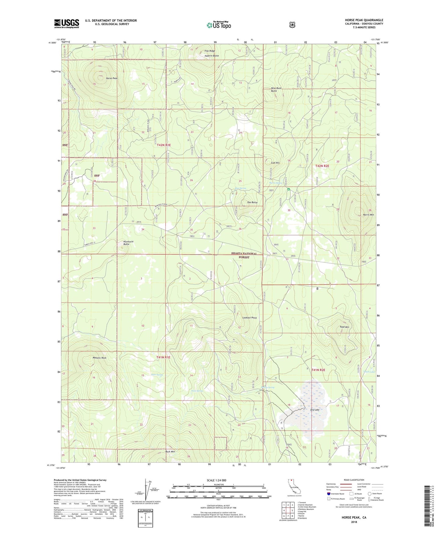 Horse Peak California US Topo Map Image