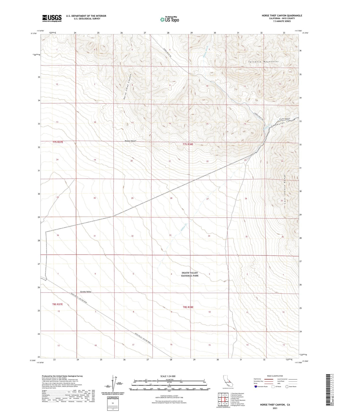 Horse Thief Canyon California US Topo Map Image