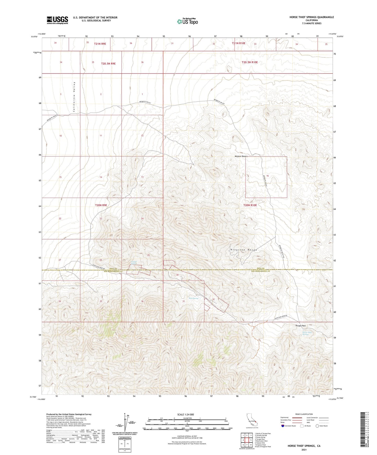 Horse Thief Springs California US Topo Map Image