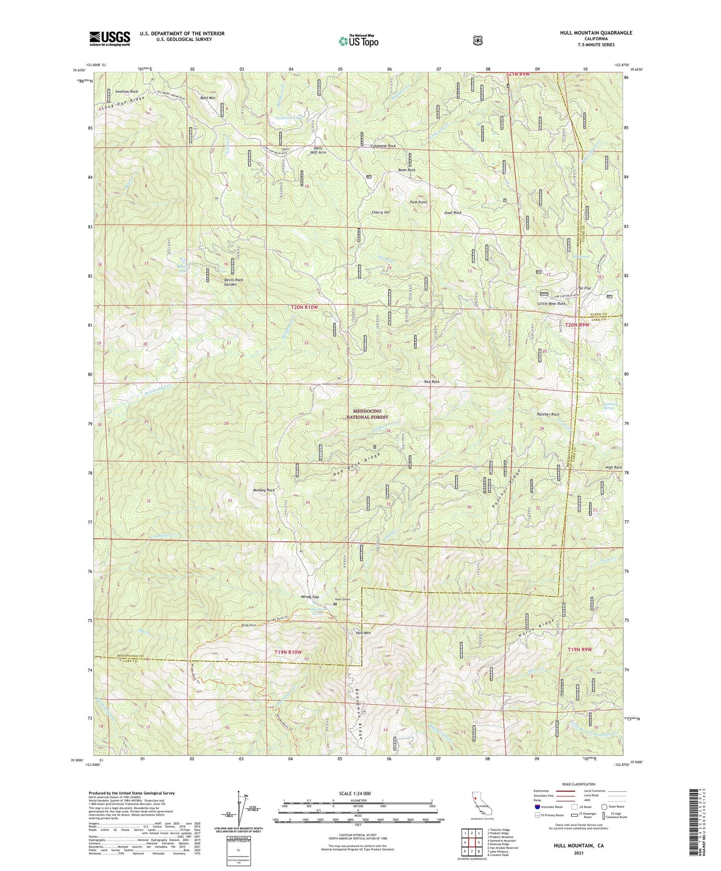 Hull Mountain California US Topo Map Image
