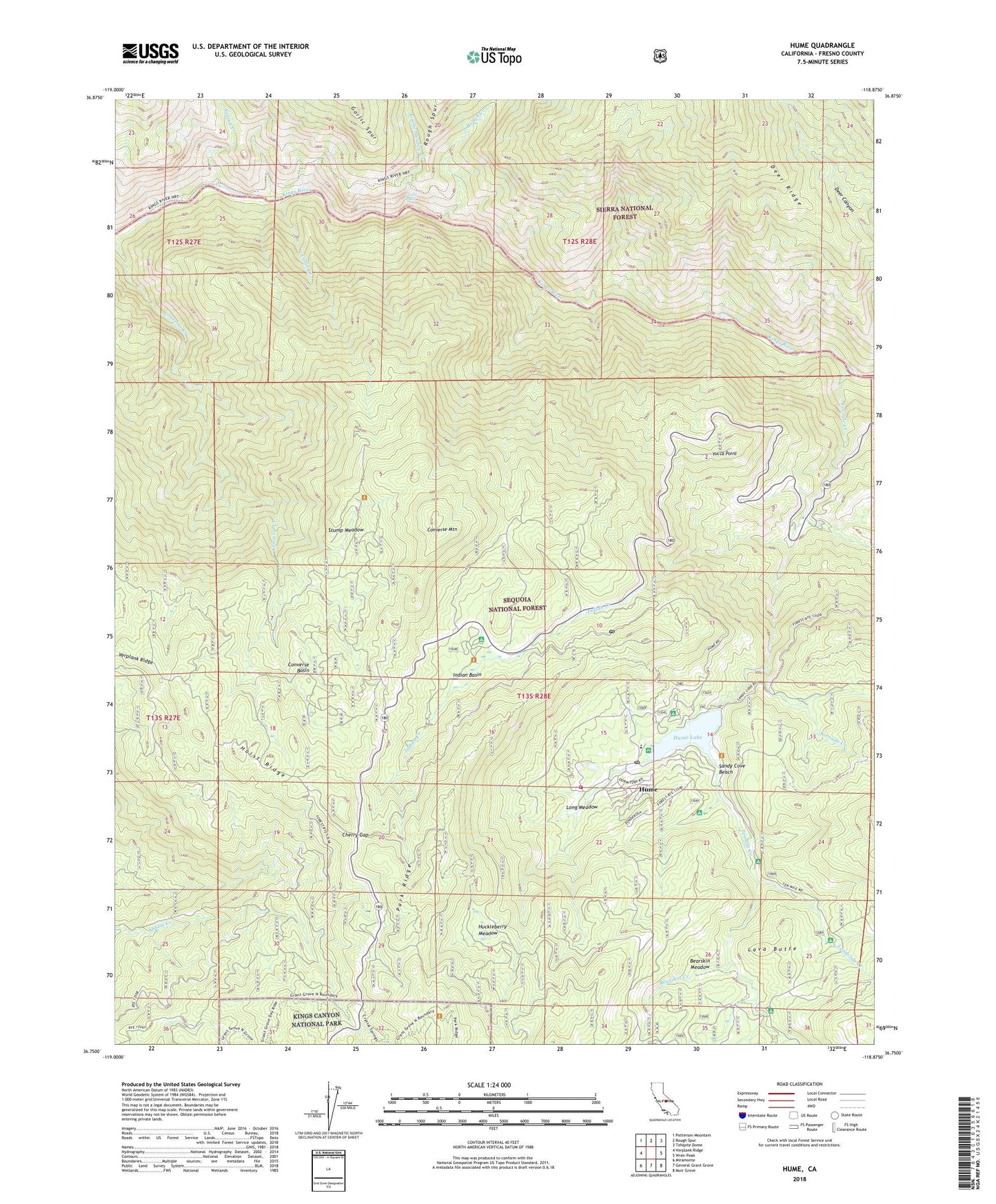 Hume California US Topo Map Image