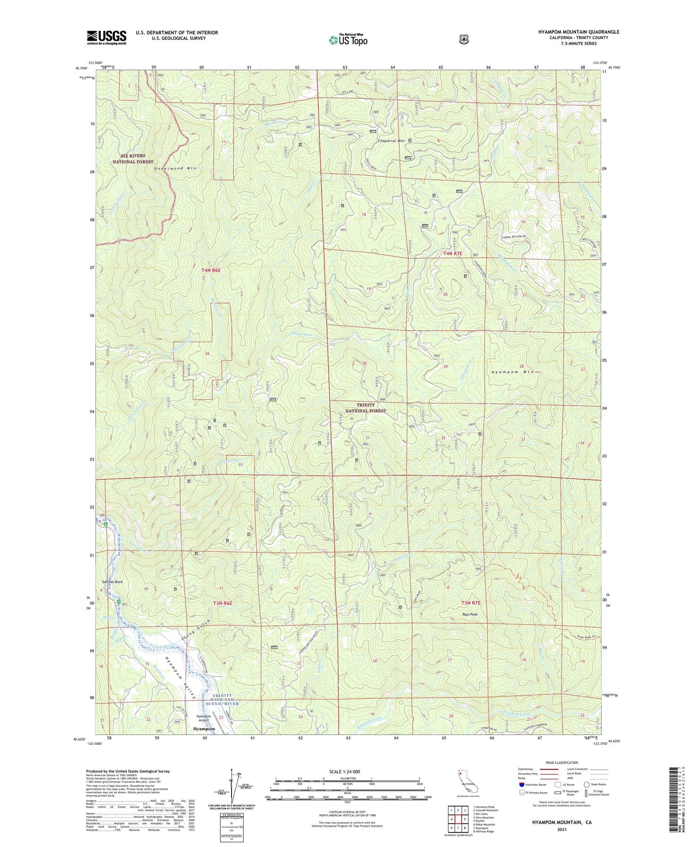 Hyampom Mountain California US Topo Map Image