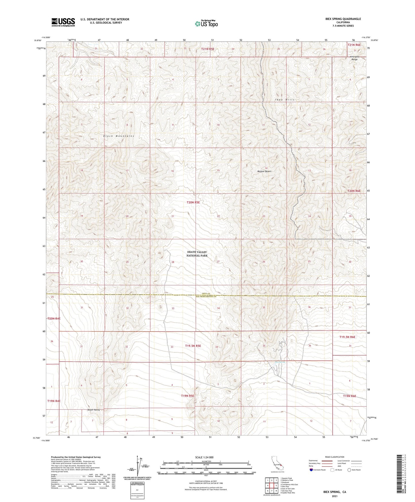 Ibex Spring California US Topo Map Image