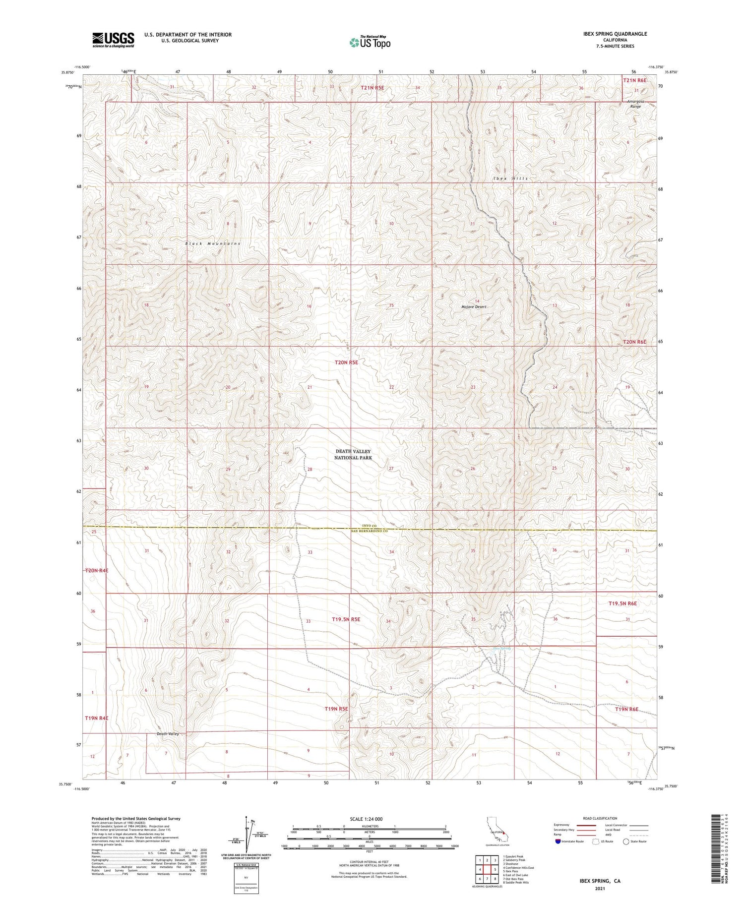 Ibex Spring California US Topo Map Image