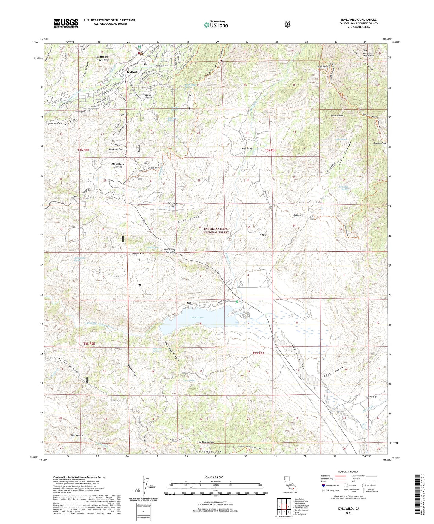 Idyllwild California US Topo Map Image