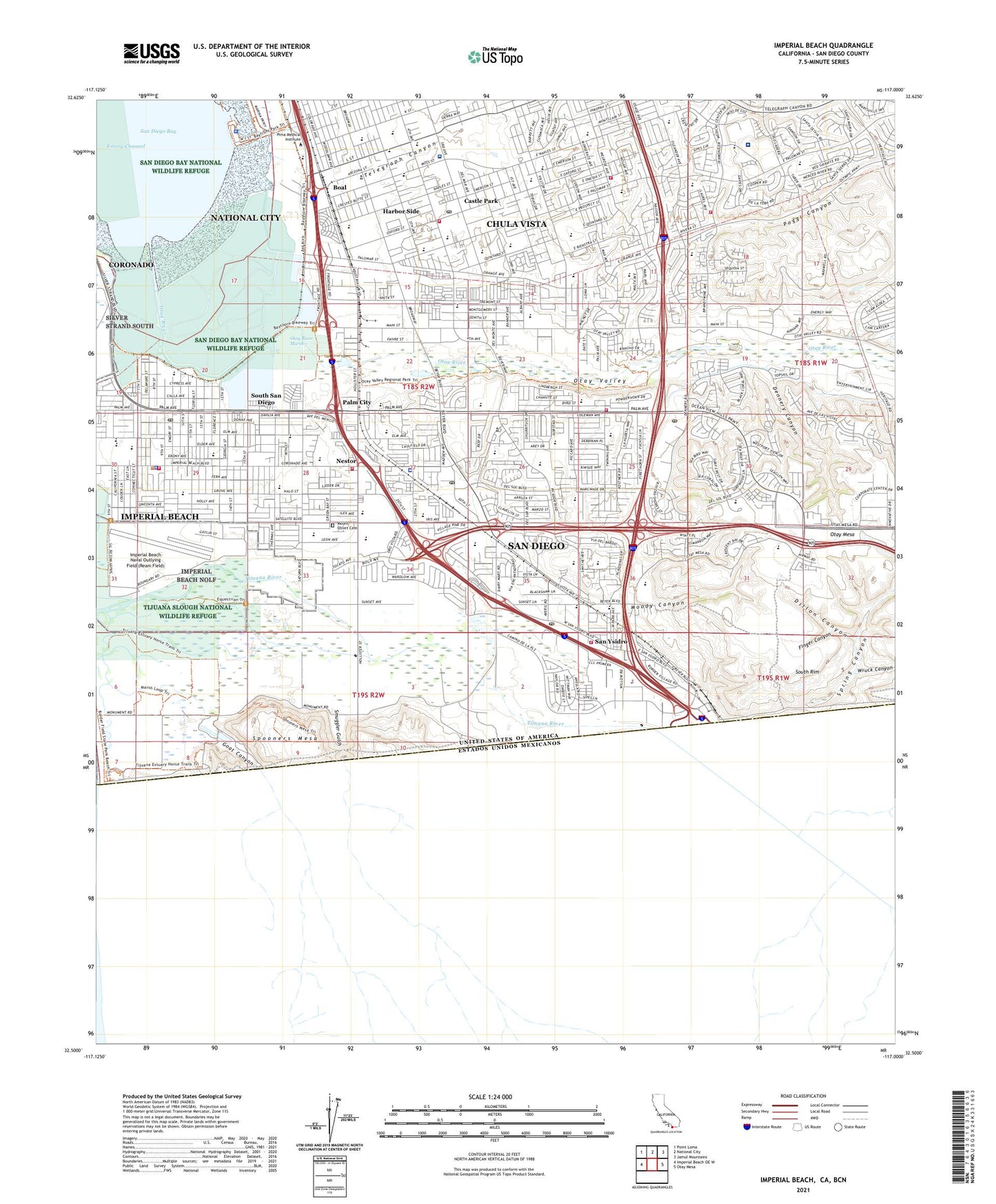 Imperial Beach California US Topo Map Image