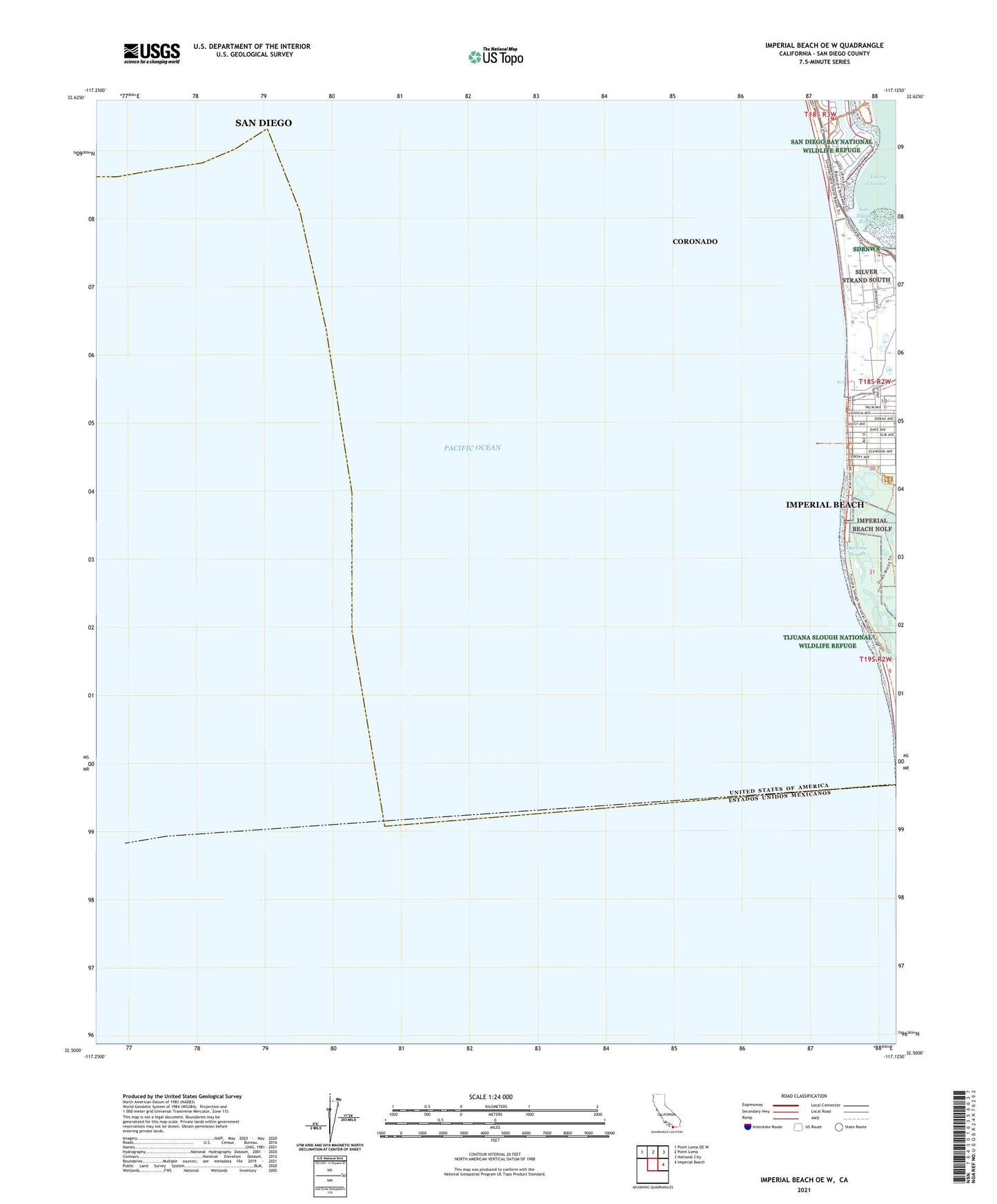 Imperial Beach OE W California US Topo Map Image