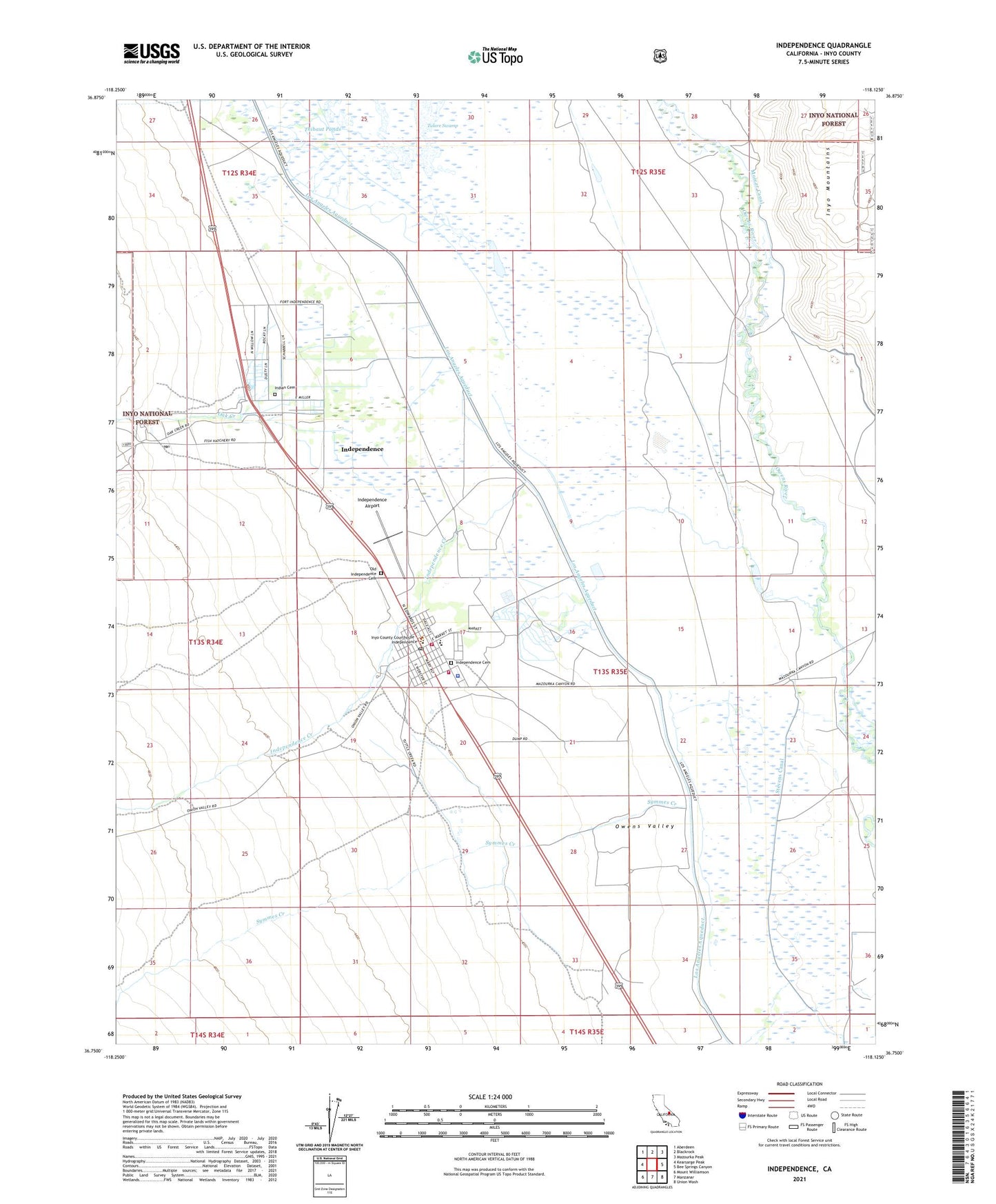 Independence California US Topo Map Image
