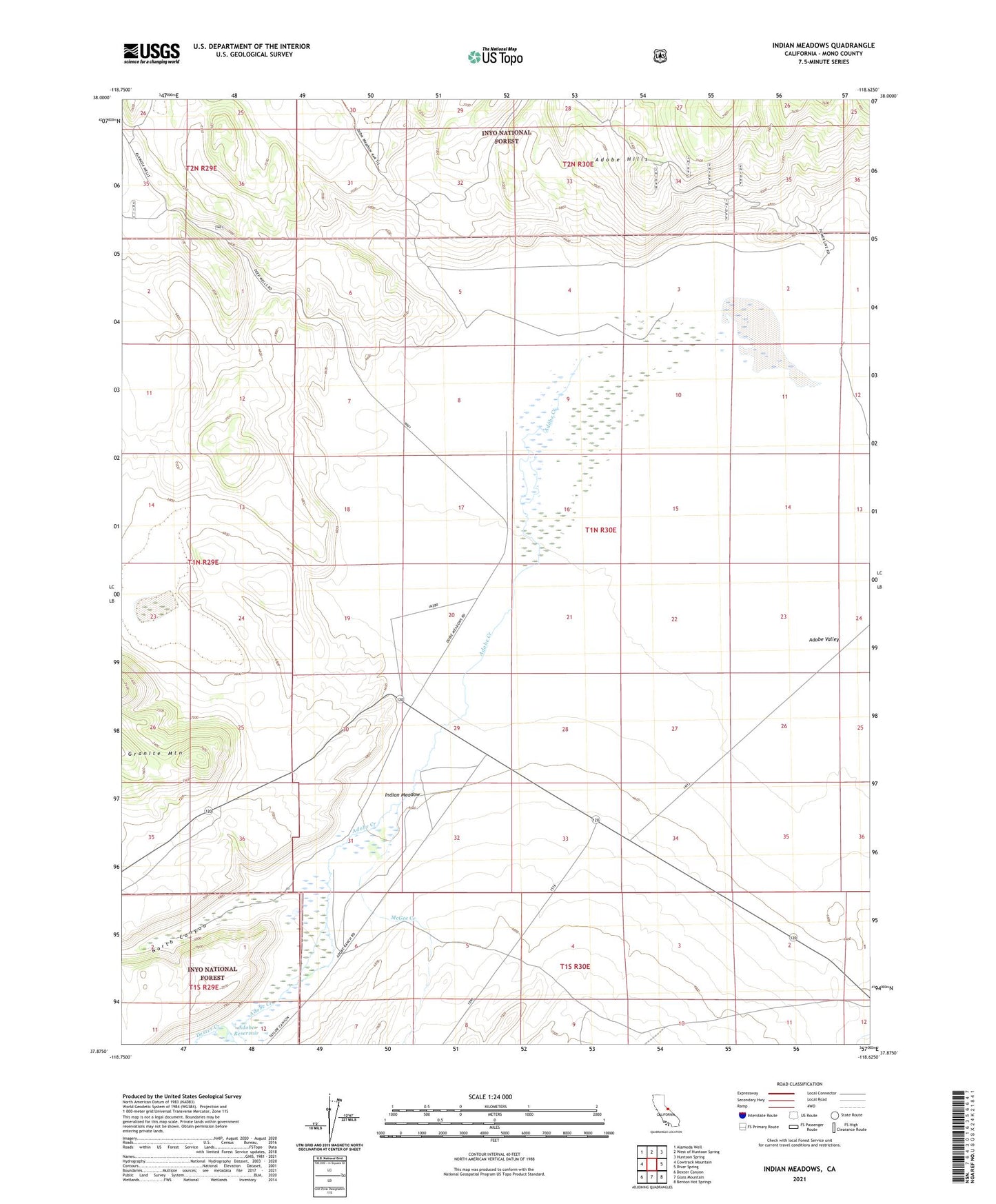 Indian Meadows California US Topo Map Image