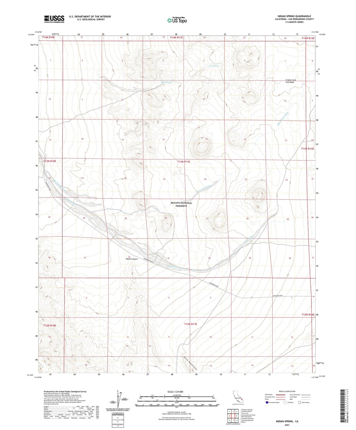Indian Spring California US Topo Map Image