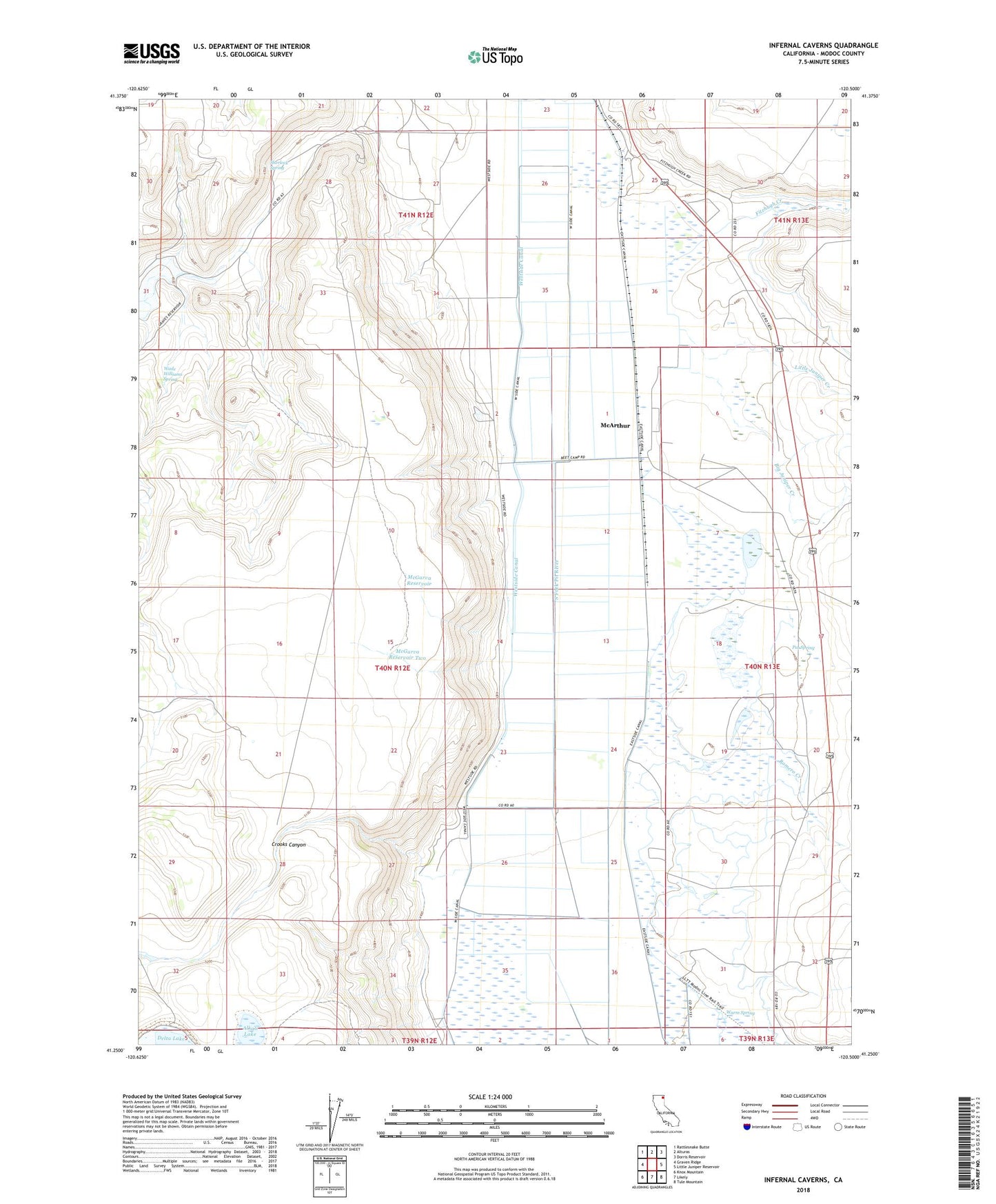 Infernal Caverns California US Topo Map Image