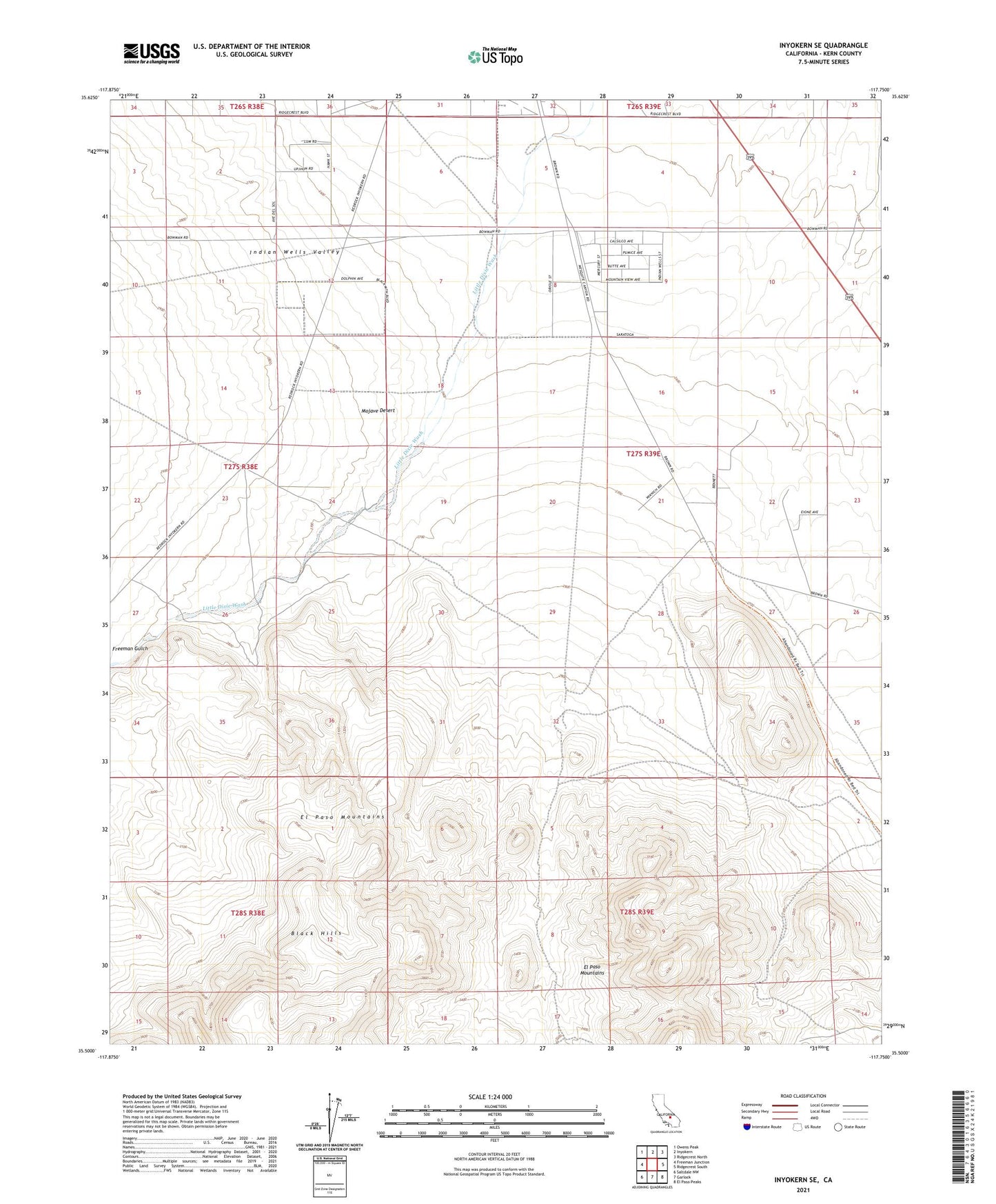 Inyokern SE California US Topo Map Image