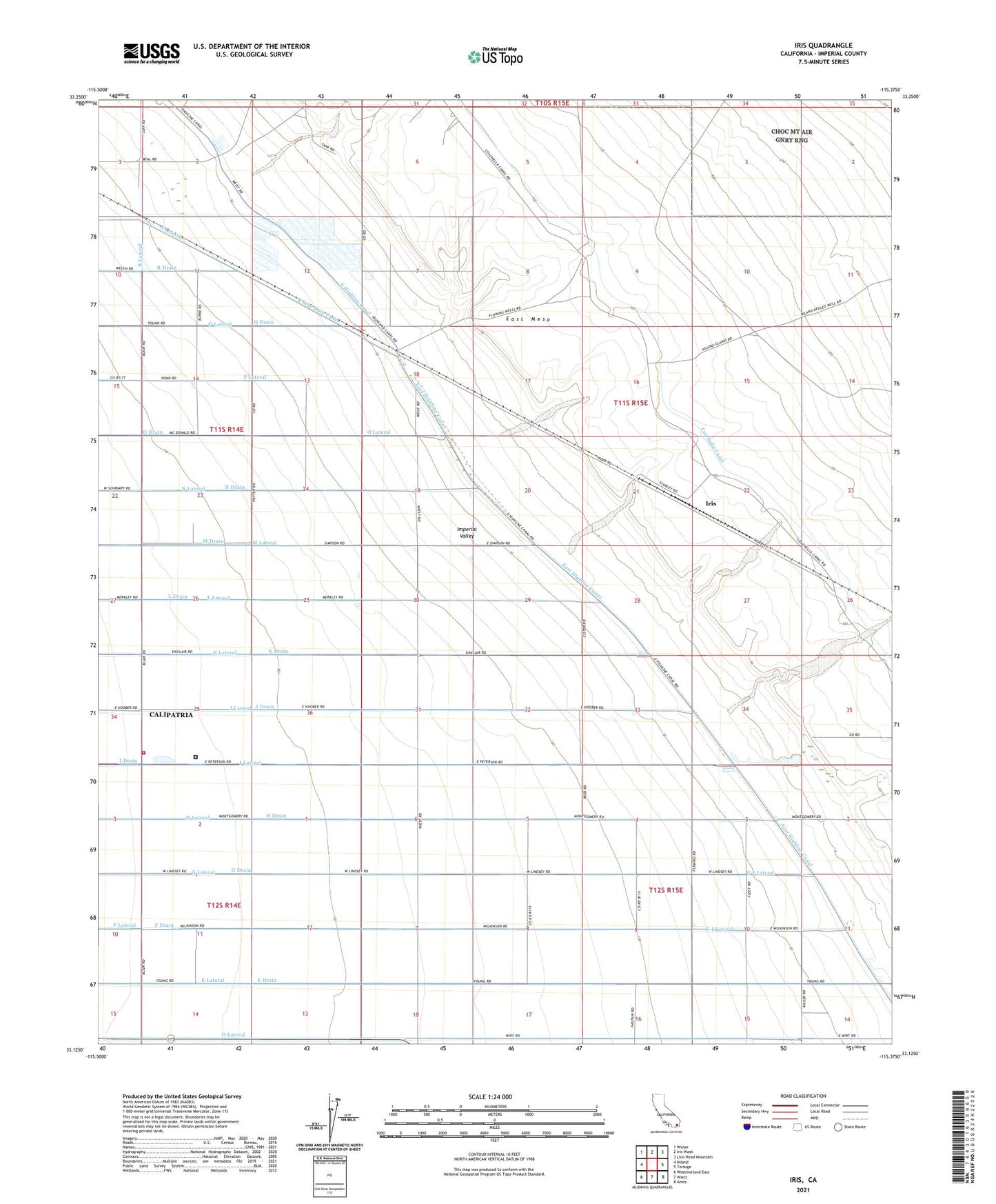 Iris California US Topo Map Image