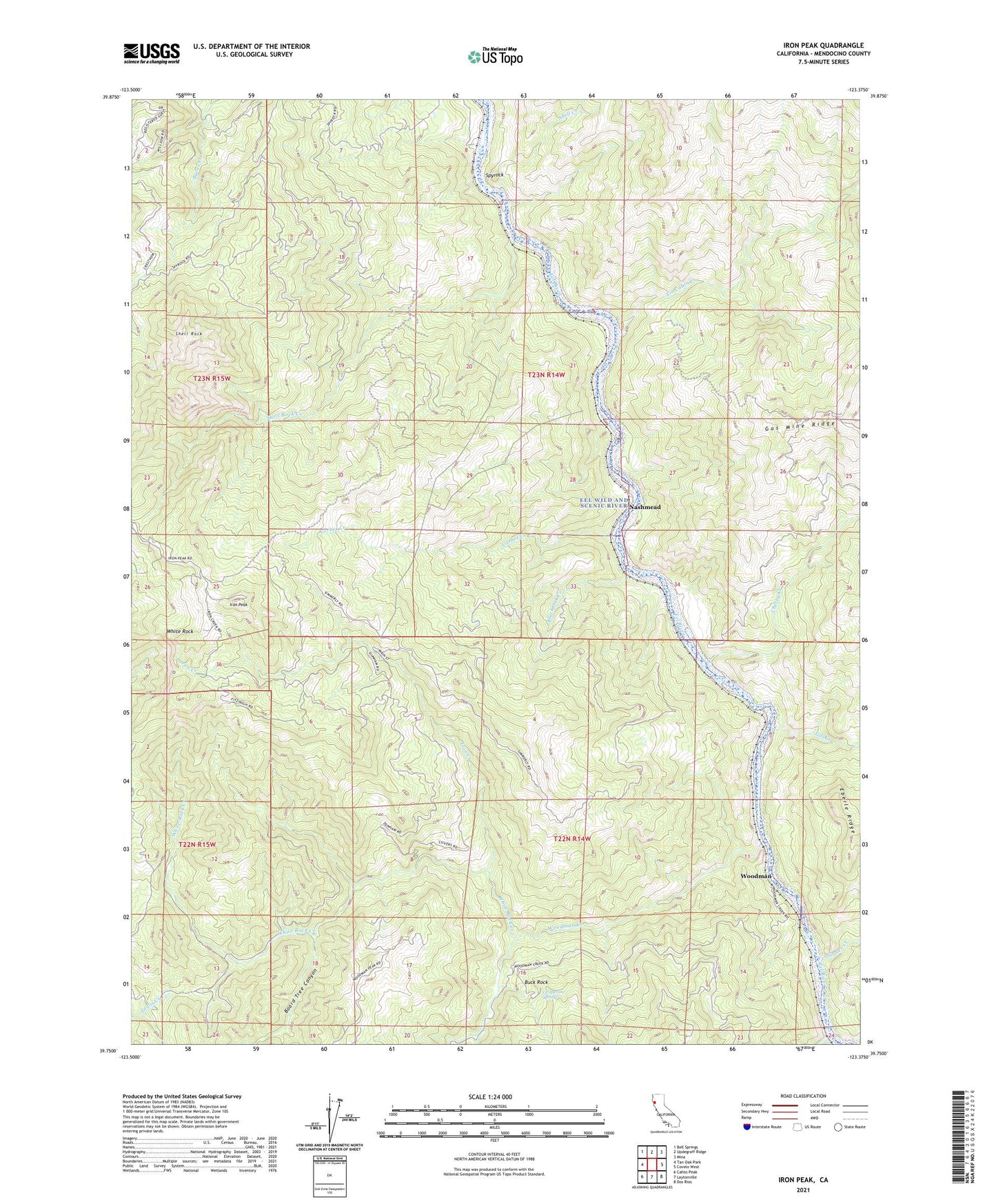 Iron Peak California US Topo Map Image