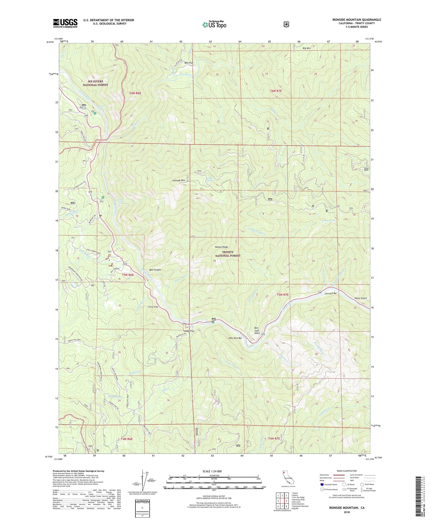 Ironside Mountain California US Topo Map Image