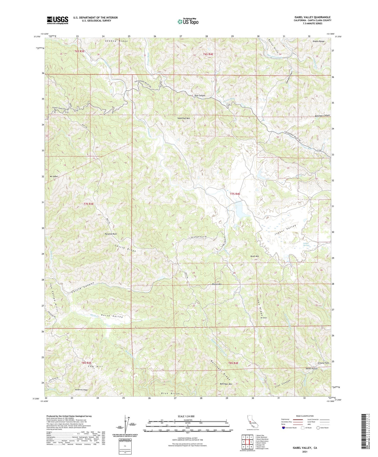 Isabel Valley California US Topo Map Image