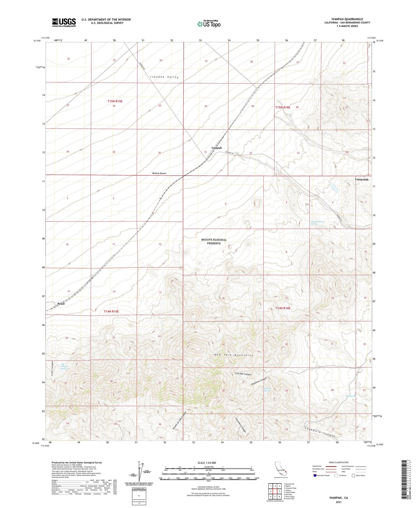 Ivanpah California US Topo Map Image