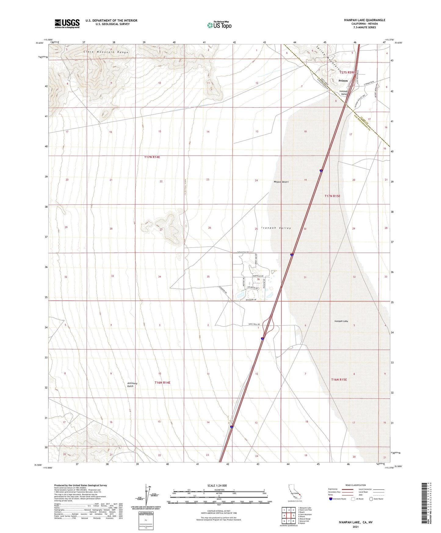 Ivanpah Lake California US Topo Map Image