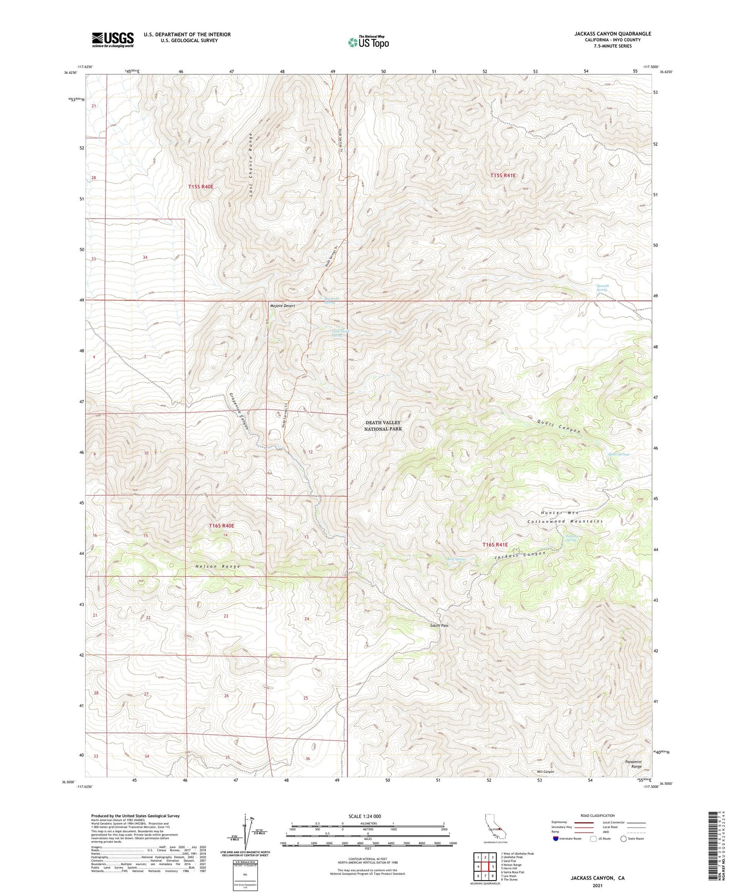 Jackass Canyon California US Topo Map Image