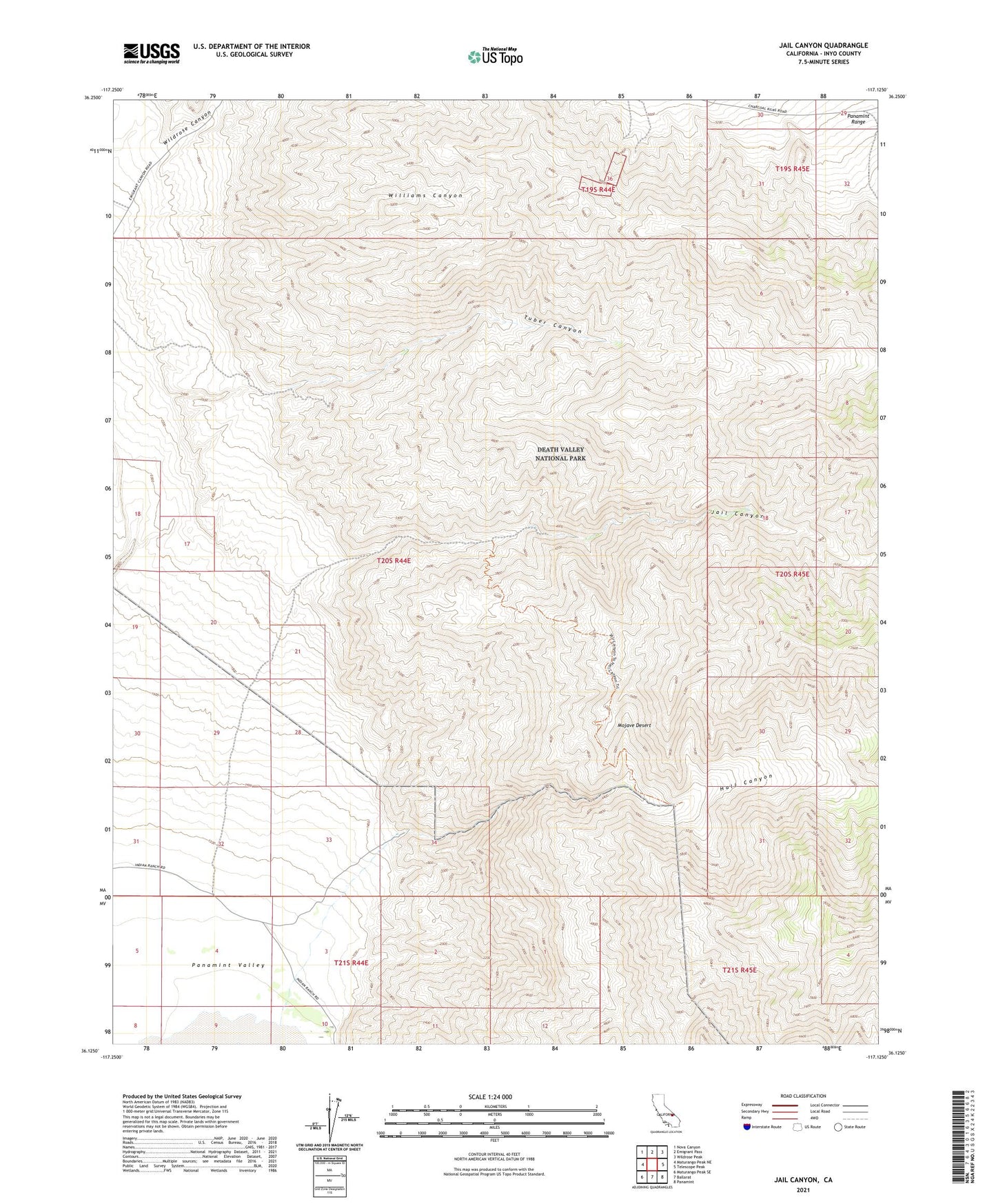 Jail Canyon California US Topo Map Image