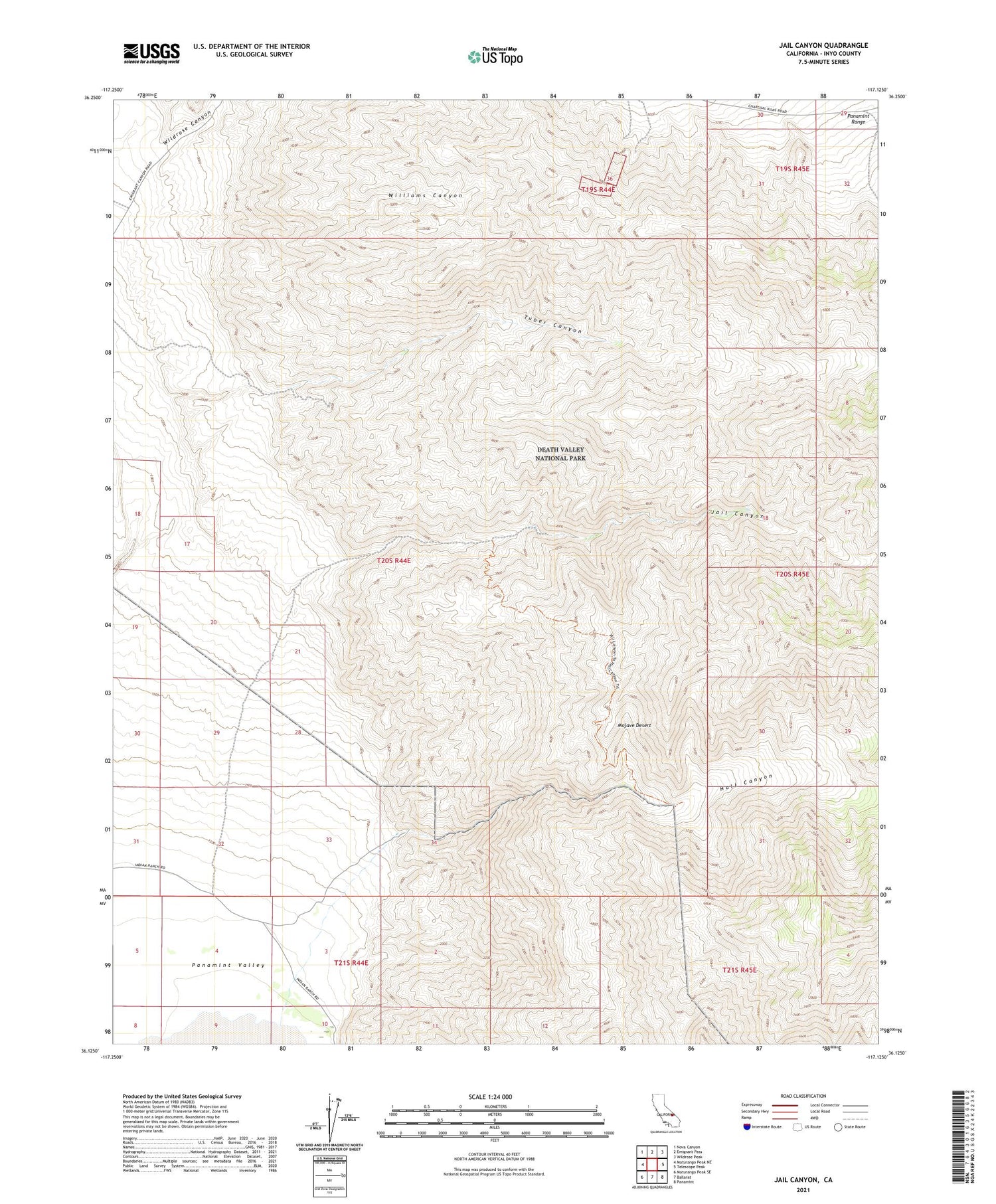 Jail Canyon California US Topo Map Image