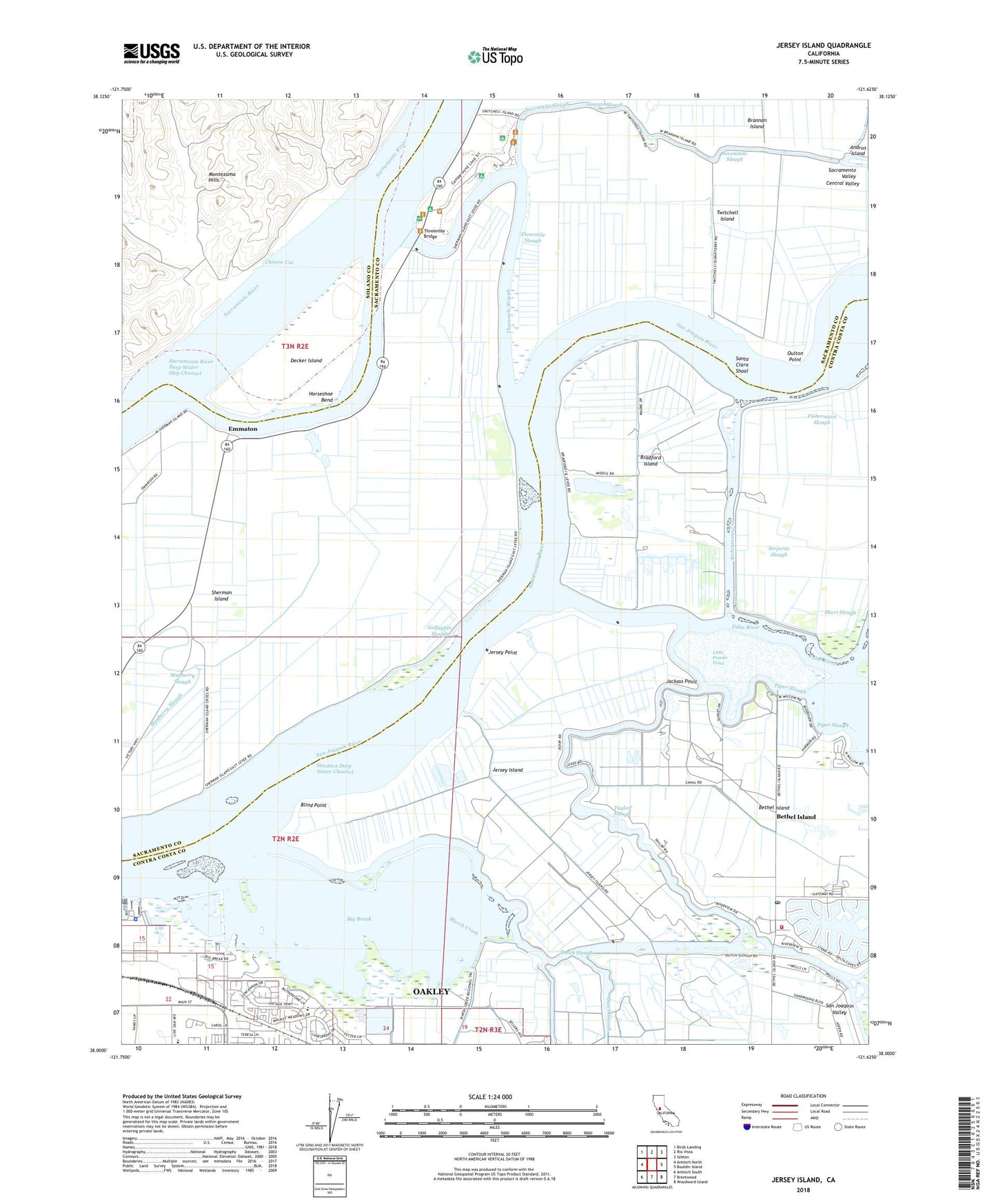 Jersey Island California US Topo Map Image